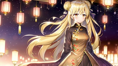 汉服灯火少女
