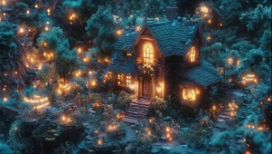 静谧森林温馨小镇建筑