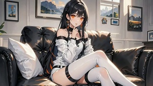 轻奢黑长直少女