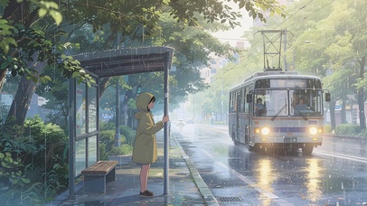 二次元雨天车站
