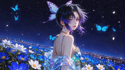 星夜花海中的蝴蝶忍