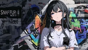 墙边清纯少女