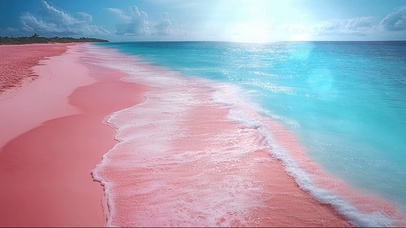 清新粉色沙滩