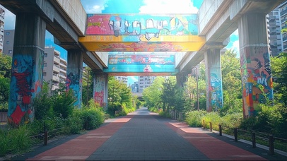 蓝天阳光涂鸦城市公园