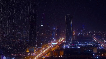 雨天都市夜景车流 