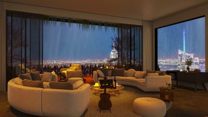 城市雨夜都市房间