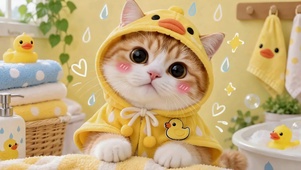 小黄鸭装橘猫