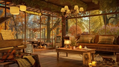 唯美治愈秋季咖啡厅