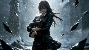 雨天氛围感JK美少女