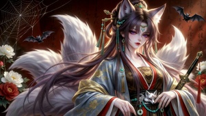 古风九尾狐妖美少女