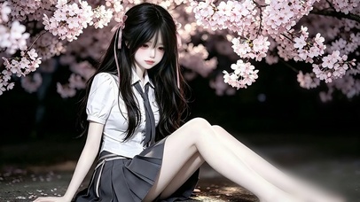 樱花树下JK制服少女