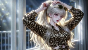 酷飒豹纹金发美少女