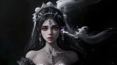 暗黑系，黑白色婚纱女孩