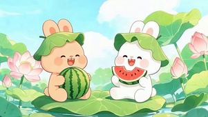 荷叶上萌宠