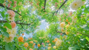 仰望晴空花树 清新治愈美景
