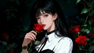 梦幻玫瑰花海美女