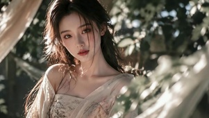林间柔光气质美女