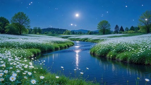 星空下小雏菊花田