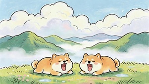 可爱两只狗狗