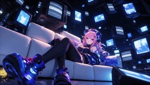 赛博都市粉发少女
