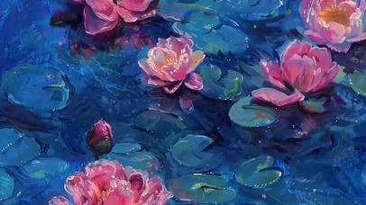 护眼池塘荷花桌面主题