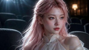 影院粉发美少女动态壁纸