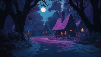 万圣森林神秘小镇傍晚