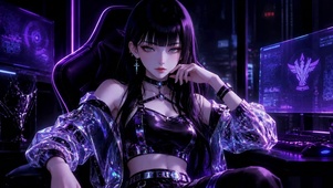 紫调赛博朋克电竞美少女