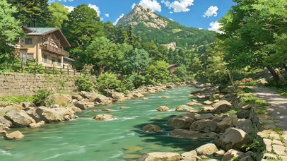 绿色护眼阳光森林溪流