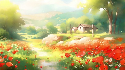唯美红色花风景