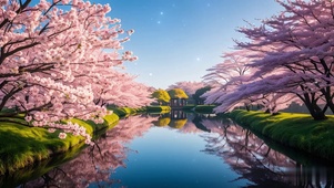 两岸桃林