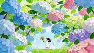 鲜花树下女孩