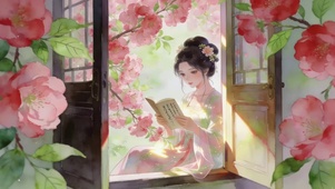 中式牡丹花女孩