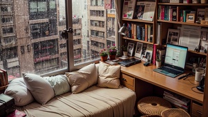 【雨景】雨中的小书房