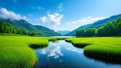 清新绿色护眼山水