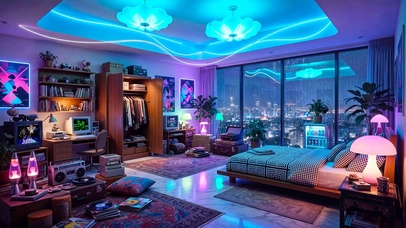 雨夜温馨房间
