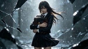 雨天氛围感JK美少女