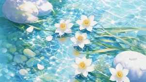 清澈水面兰花