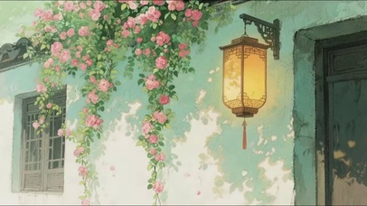 屋外的花花和灯笼