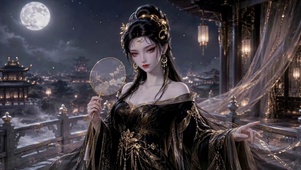 月夜古风汉服美女