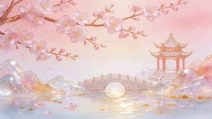 烟桥映桃浅汀凝芳