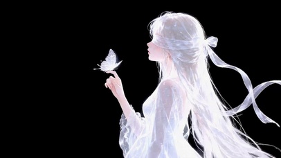 发光白发少女与白蝴蝶