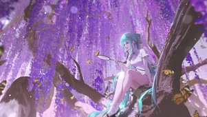 古风旗袍紫藤少女