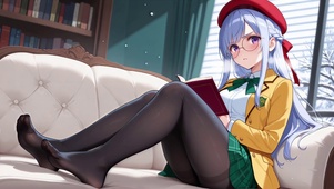 沙发上的少女