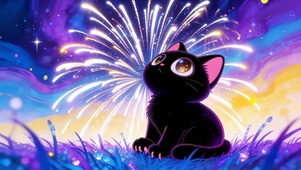 小黑猫的烟火夜晚