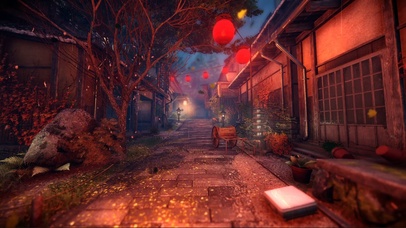 夜雨落叶古风街道