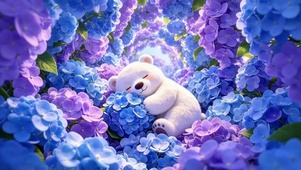 可爱小熊绣球花4K