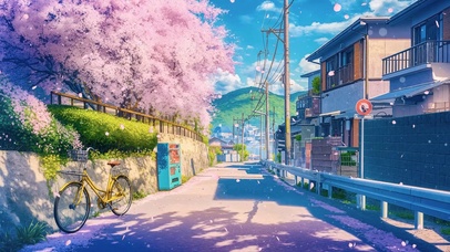 乡村小镇落花公路