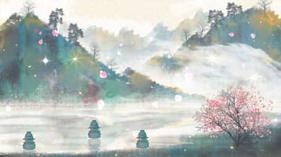 中国风山水典雅古风水墨风诗词