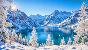 护眼晴天雪山冰湖